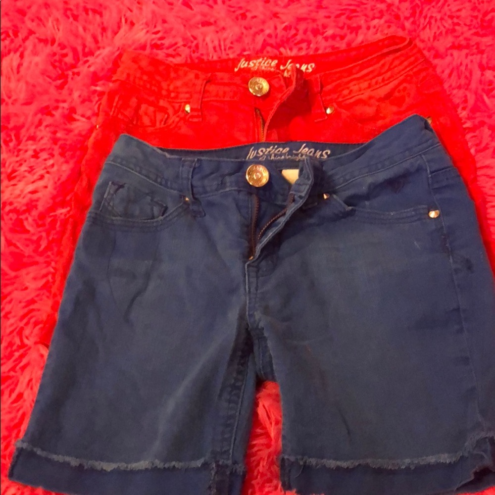 2 pairs of girl Justice jean shorts size 12